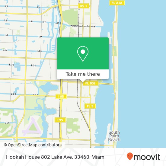 Mapa de Hookah House 802 Lake Ave. 33460