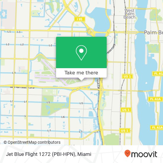 Jet Blue Flight 1272 (PBI-HPN) map