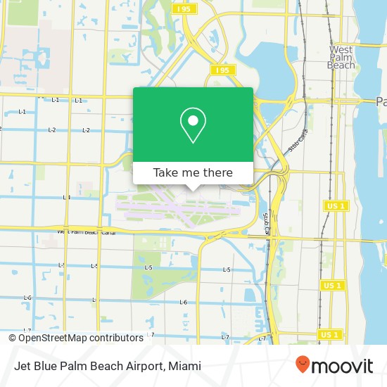 Mapa de Jet Blue Palm Beach Airport