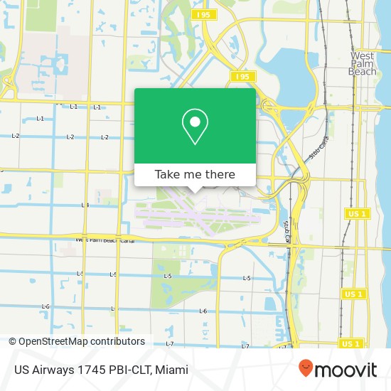 Mapa de US Airways 1745 PBI-CLT