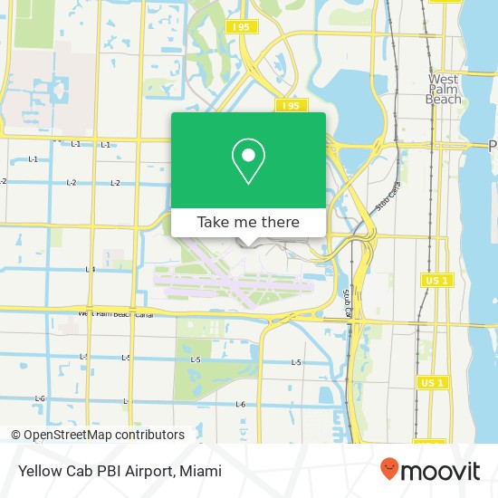 Yellow Cab PBI Airport map