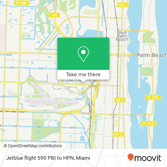 Mapa de Jetblue flight 590 PBI to HPN