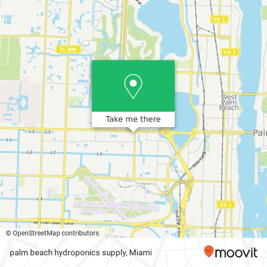 Mapa de palm beach hydroponics supply