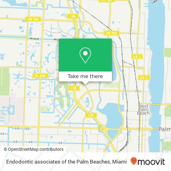 Endodontic associates of the Palm Beaches map