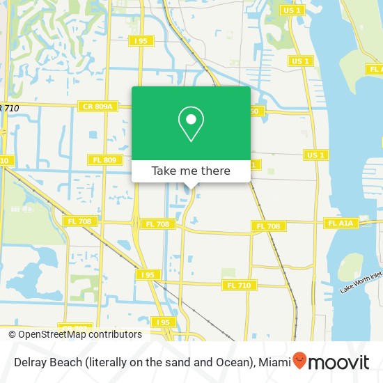 Mapa de Delray Beach (literally on the sand and Ocean)