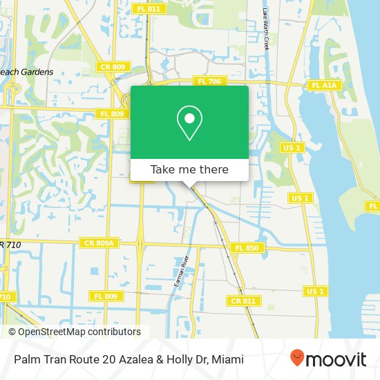 Mapa de Palm Tran Route 20 Azalea & Holly Dr