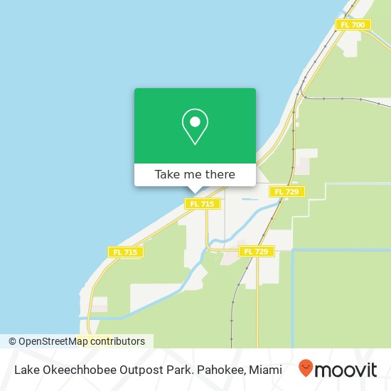 Mapa de Lake Okeechhobee Outpost Park. Pahokee