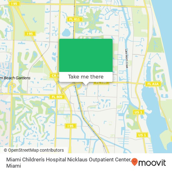 Miami Children's Hospital Nicklaus Outpatient Center map