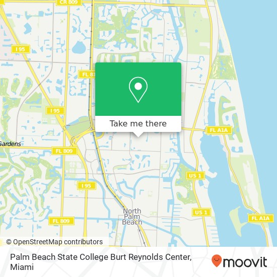 Palm Beach State College Burt Reynolds Center map