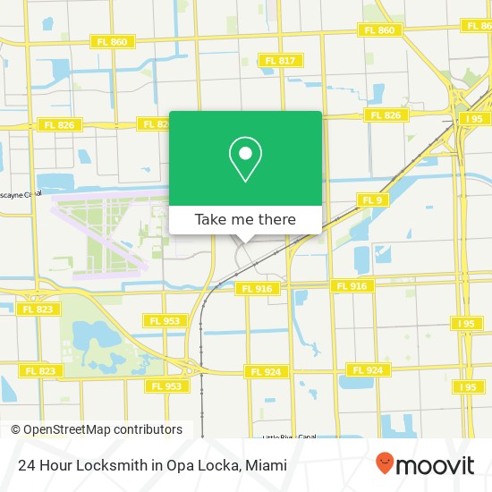 Mapa de 24 Hour Locksmith in Opa Locka