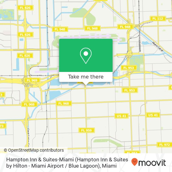 Mapa de Hampton Inn & Suites-Miami (Hampton Inn & Suites by Hilton - Miami Airport / Blue Lagoon)