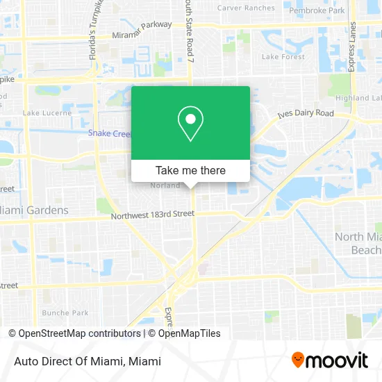 Auto Direct Of Miami map