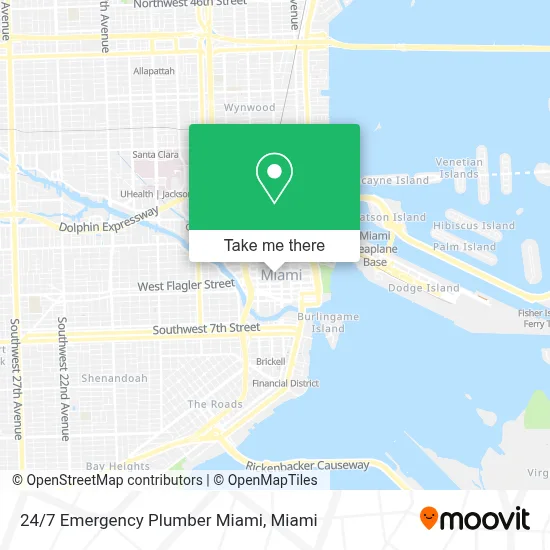 24/7 Emergency Plumber Miami map