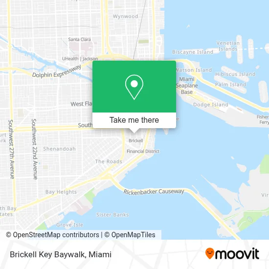 Brickell Key Baywalk map