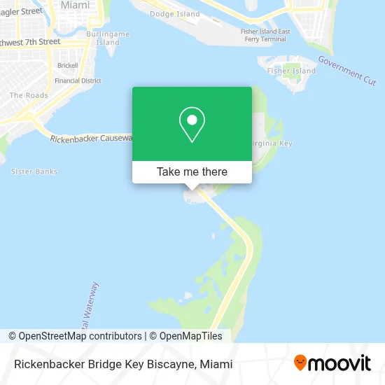 Rickenbacker Bridge Key Biscayne map