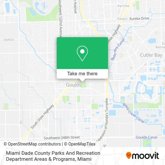 Miami Dade County Parks And Recreation Department Areas & Programs map