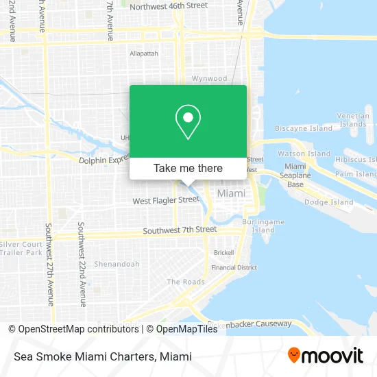 Sea Smoke Miami Charters map