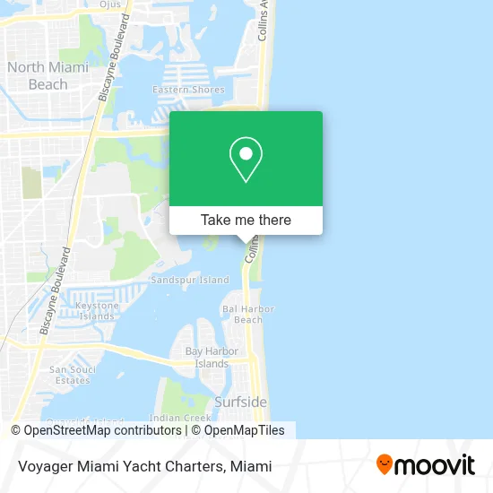 Voyager Miami Yacht Charters map