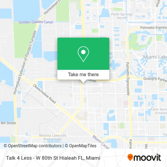 Talk 4 Less - W 80th St Hialeah FL map