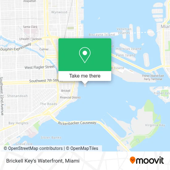 Brickell Key's Waterfront map