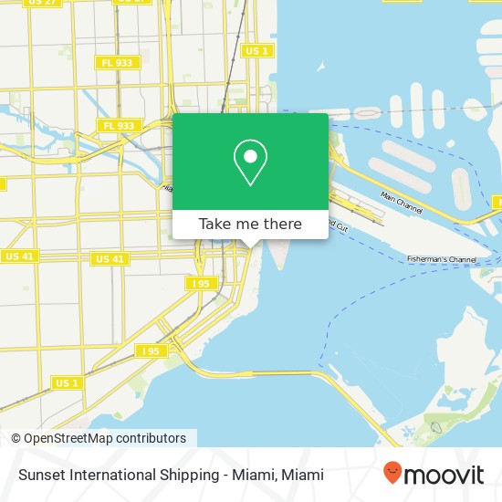 Sunset International Shipping - Miami map