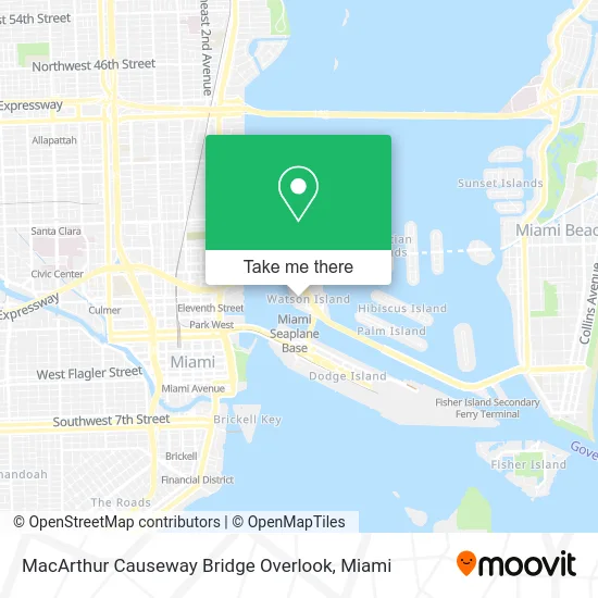 MacArthur Causeway Bridge Overlook map