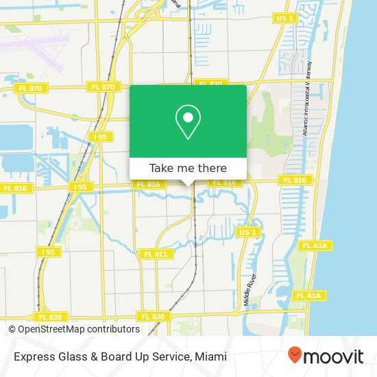 Mapa de Express Glass & Board Up Service