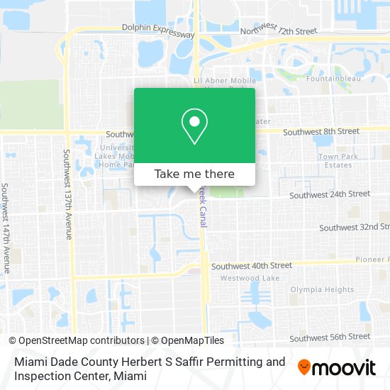 Mapa de Miami Dade County Herbert S Saffir Permitting and Inspection Center
