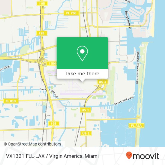 VX1321 FLL-LAX / Virgin America map