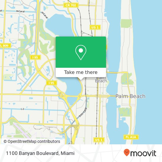 Mapa de 1100 Banyan Boulevard