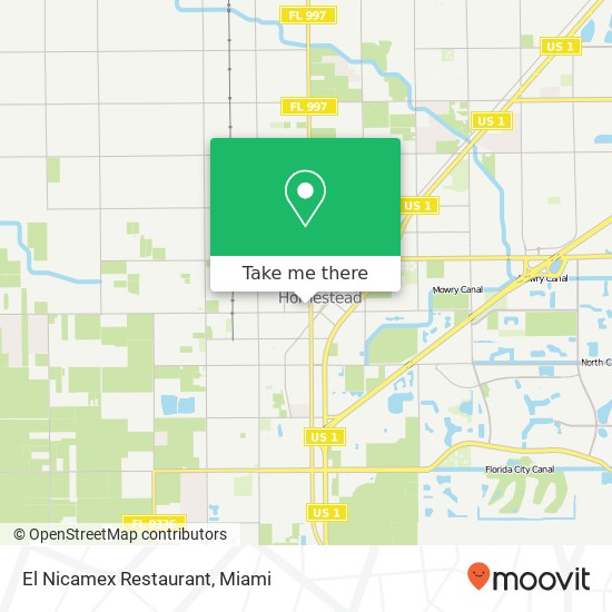 Mapa de El Nicamex Restaurant, 32 NW 1st St Homestead, FL 33030