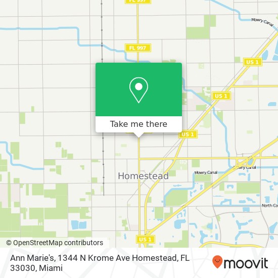 Mapa de Ann Marie's, 1344 N Krome Ave Homestead, FL 33030