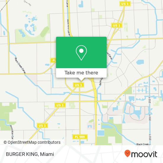 Mapa de BURGER KING, 20505 S Dixie Hwy Cutler Bay, FL 33189