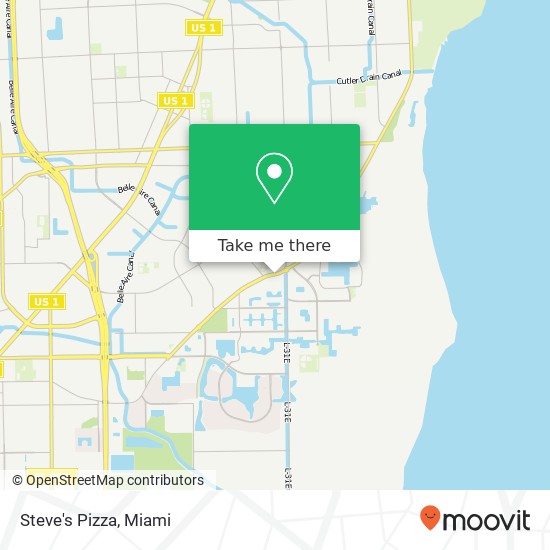 Mapa de Steve's Pizza, 20216 Old Cutler Rd Cutler Bay, FL 33189