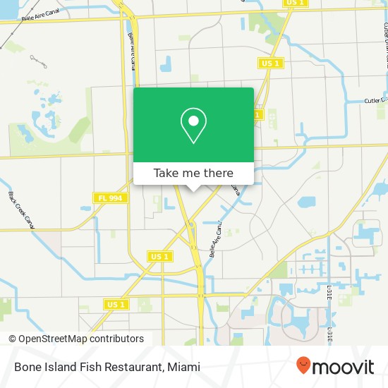 Mapa de Bone Island Fish Restaurant, 19200 SW 106th Ave Miami, FL 33157