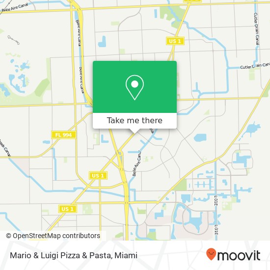 Mapa de Mario & Luigi Pizza & Pasta, 19361 S Dixie Hwy Cutler Bay, FL 33157