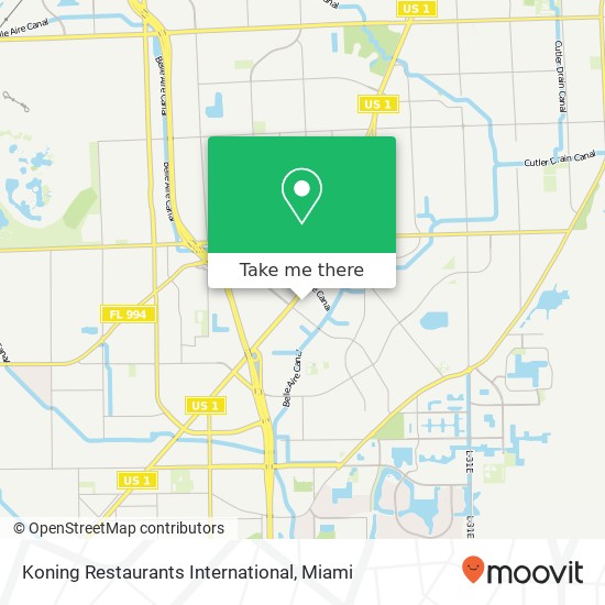 Mapa de Koning Restaurants International, 19151 S Dixie Hwy Cutler Bay, FL 33157