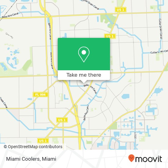 Mapa de Miami Coolers, 18730 SW 104th Ave Miami, FL 33157