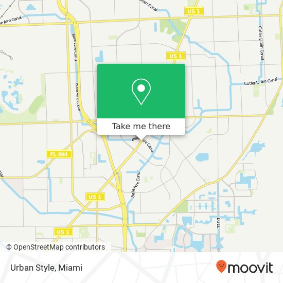 Mapa de Urban Style, 18901 S Dixie Hwy Cutler Bay, FL 33157