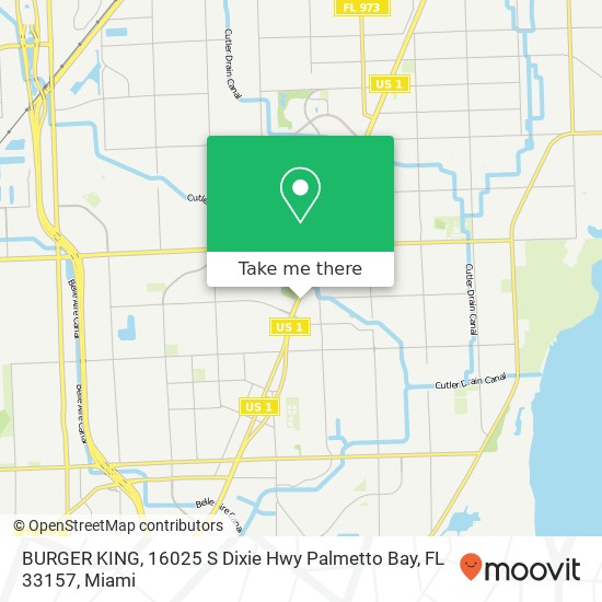 Mapa de BURGER KING, 16025 S Dixie Hwy Palmetto Bay, FL 33157