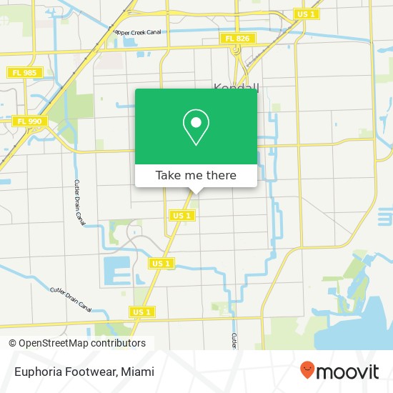Mapa de Euphoria Footwear, 8245 SW 124th St Pinecrest, FL 33156