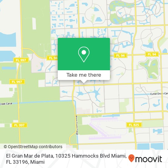 Mapa de El Gran Mar de Plata, 10325 Hammocks Blvd Miami, FL 33196
