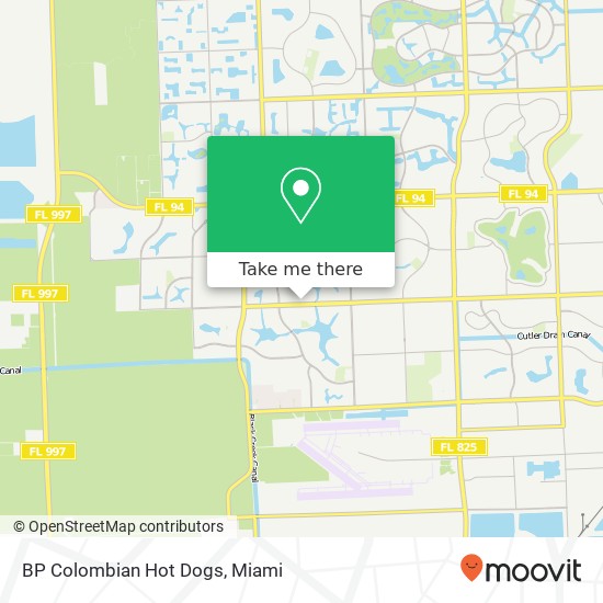 Mapa de BP Colombian Hot Dogs, 15201 SW 104th St Miami, FL 33196