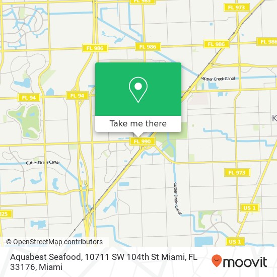 Mapa de Aquabest Seafood, 10711 SW 104th St Miami, FL 33176
