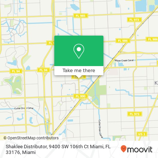 Mapa de Shaklee Distributor, 9400 SW 106th Ct Miami, FL 33176