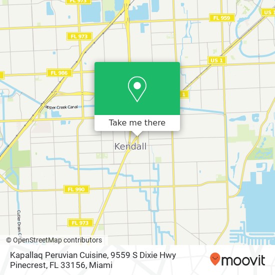 Mapa de Kapallaq Peruvian Cuisine, 9559 S Dixie Hwy Pinecrest, FL 33156