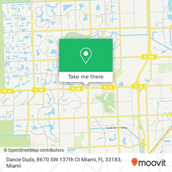 Mapa de Dance Duds, 8670 SW 137th Ct Miami, FL 33183