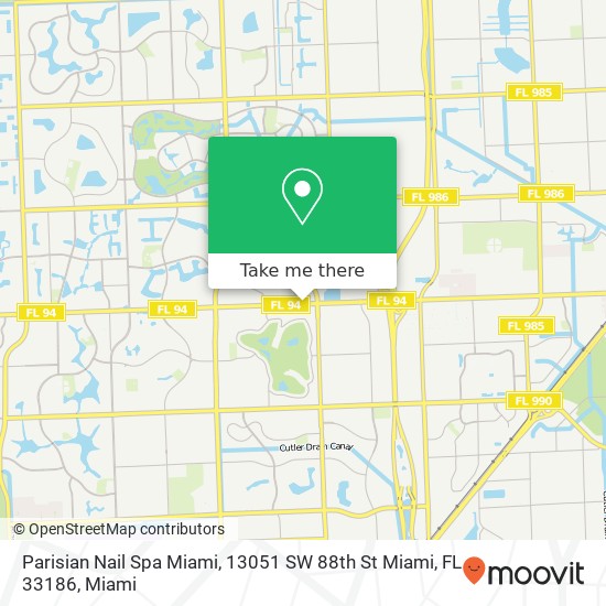 Mapa de Parisian Nail Spa Miami, 13051 SW 88th St Miami, FL 33186