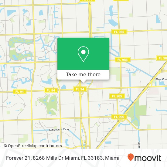 Mapa de Forever 21, 8268 Mills Dr Miami, FL 33183