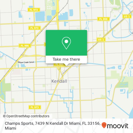 Mapa de Champs Sports, 7439 N Kendall Dr Miami, FL 33156